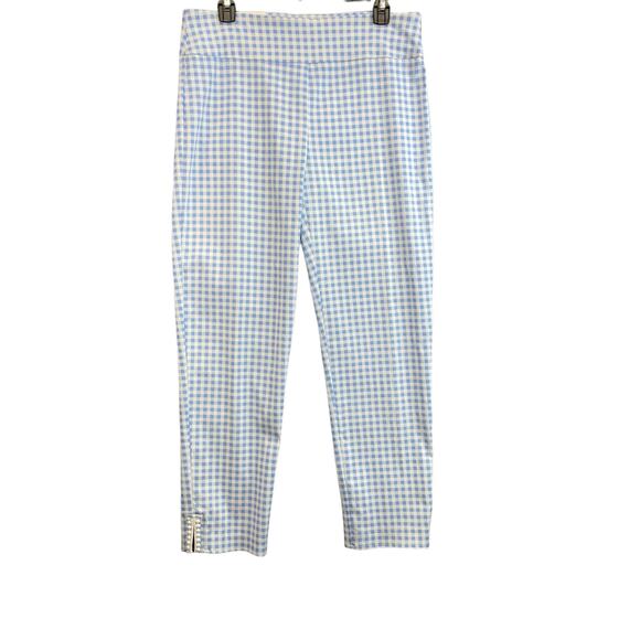 Crown & Ivy Crop Pants Size 10 Checkered Blue and White - Picture 1 of 12